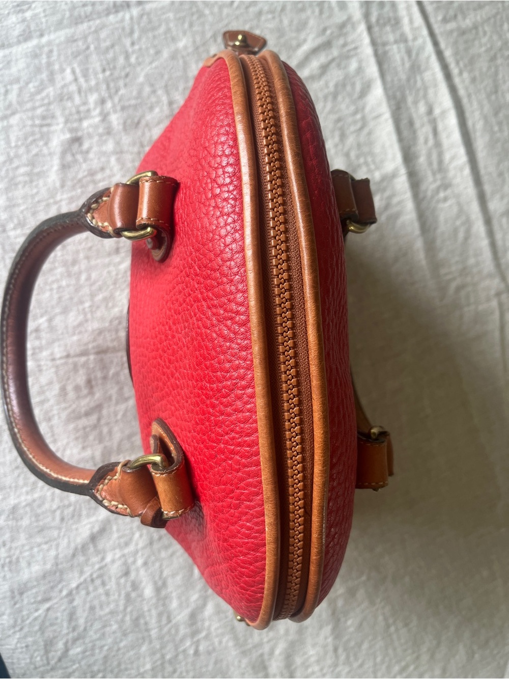 Vintage Dooney & Bourke Red Pebbled Leather Dome Satchel MADE IN THE USA, - Picture 8 of 13